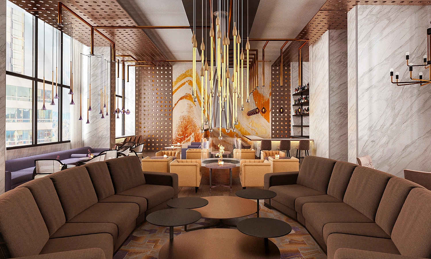 Lavish hospitality lounge interior — Bellevue, Ariana Designs