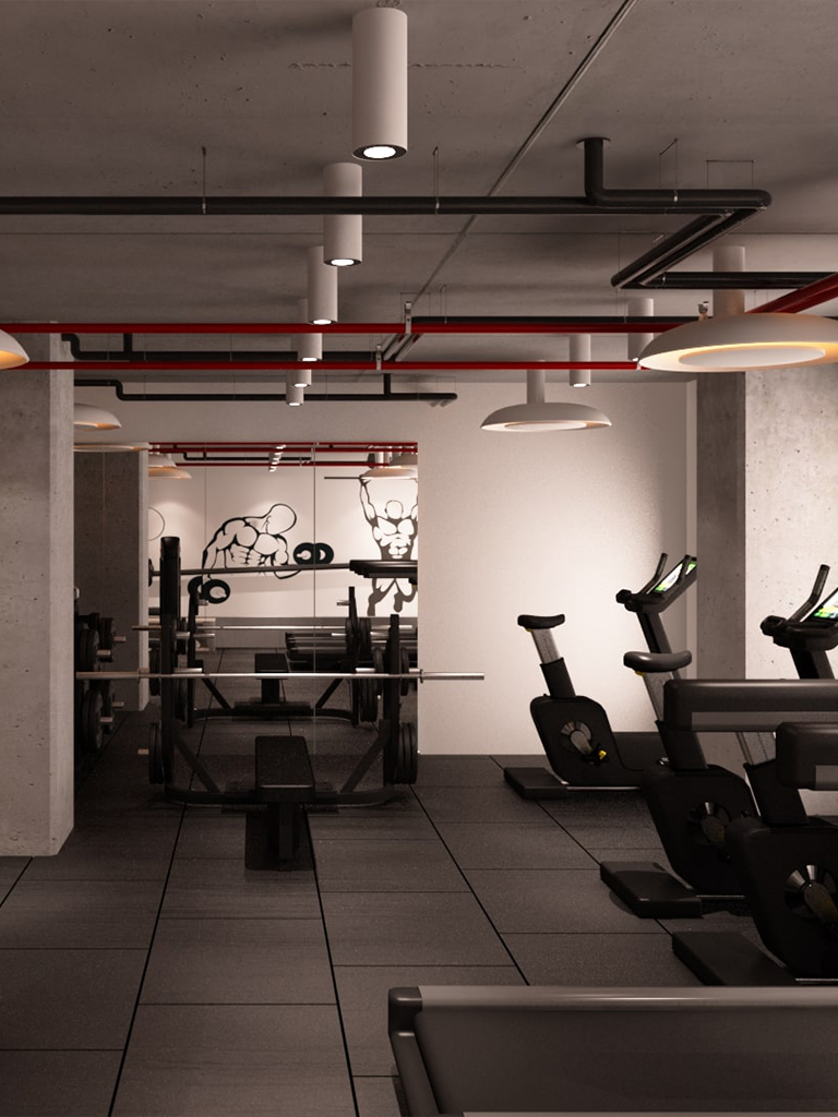 Minimalist modern home gym — Seattle, Ariana Designs