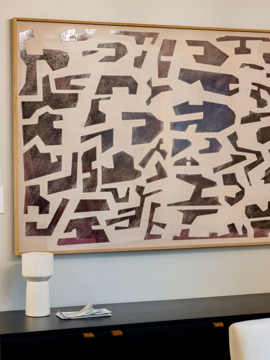 Striking metallic abstract art installation for modern office interior — Bellevue, Ariana Designs