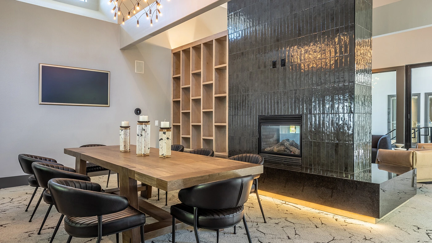 Modern dining space — multifamily clubhouse, Ariana Designs, Lake Oswego