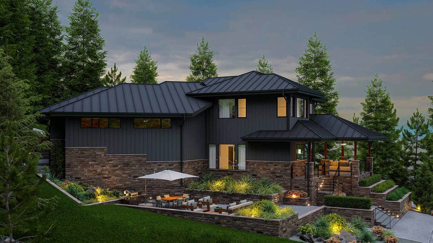 Modern lake house amid Pacific Northwest greenery — Ariana Designs, Stanwood Washington