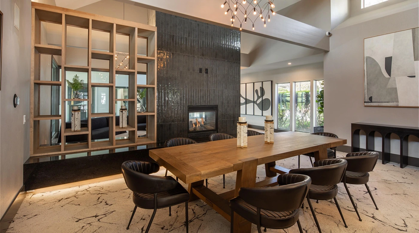Stylish modern dining area in clubhouse — Ariana Designs, Lake Oswego