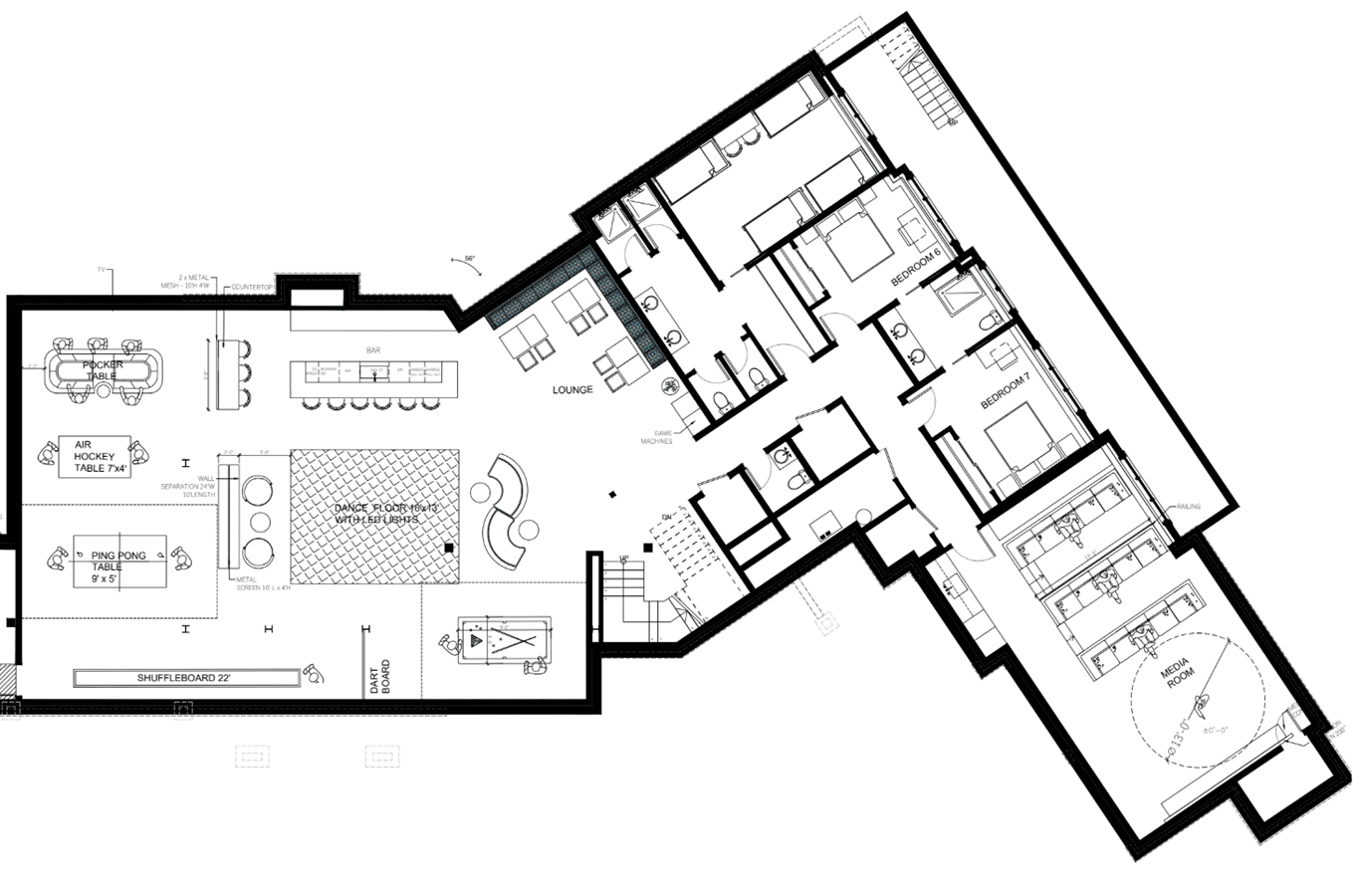 Grand retreat recreational floor plan — Ariana Designs & Interiors, Suncadia