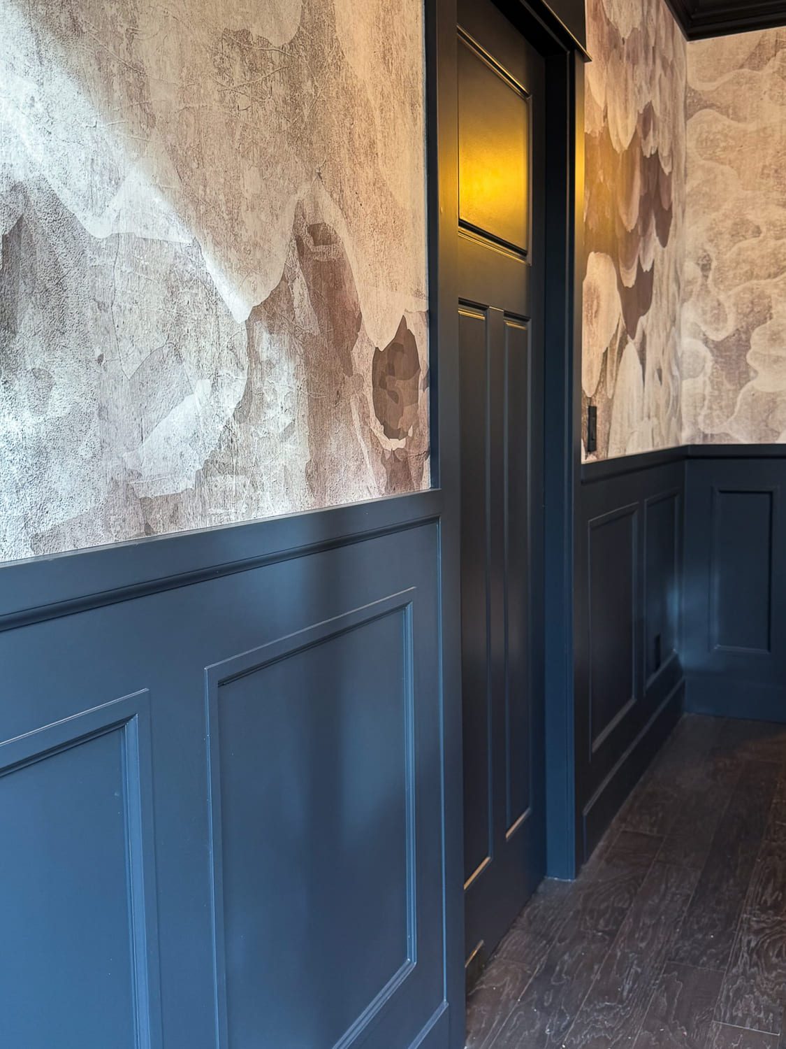 Dining room hallway with petal wallpaper — Ariana Designs