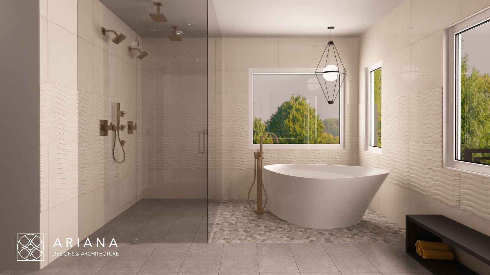 Cabrera dual vanity master bathroom — Ariana Designs, Bellevue