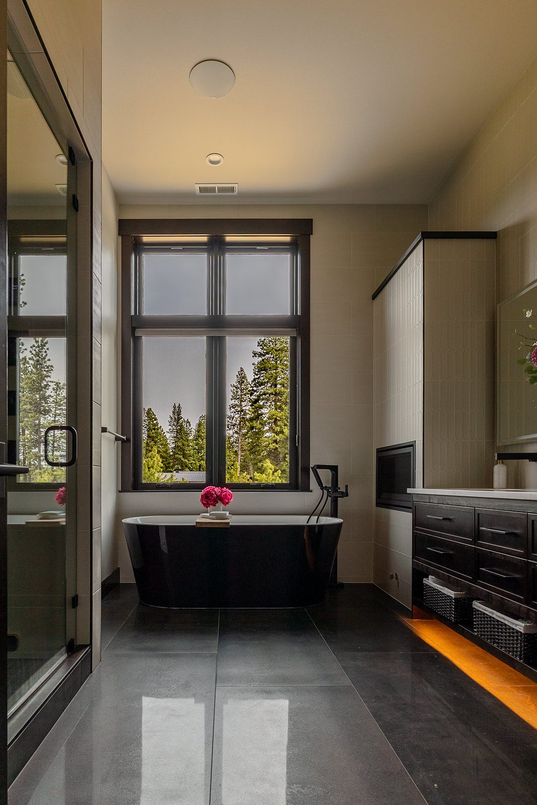Dark wood cabinetry with LED accents — Ariana Designs & Interiors, Suncadia