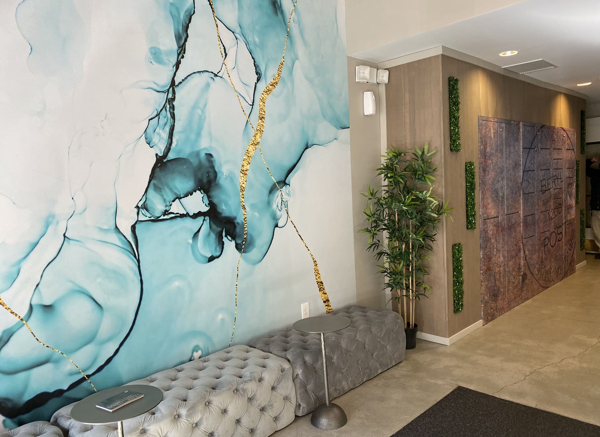 Beryl aqua and gold botanical wallpaper — Ariana Designs & Interiors