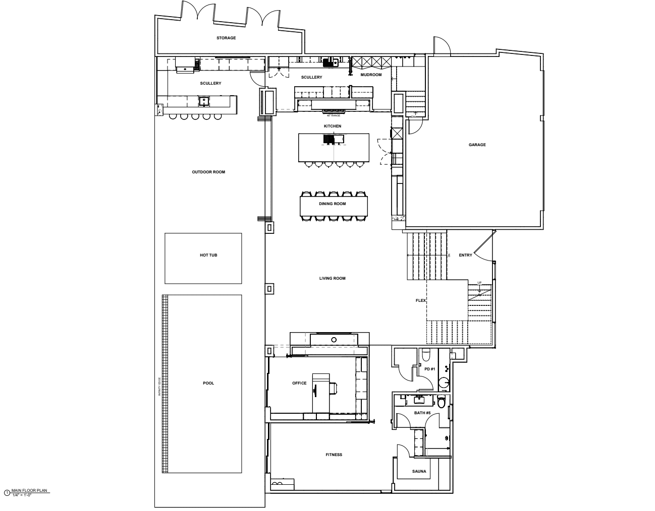 Luxury waterfront kitchen with custom cabinetry and stone island — Ariana Designs & Interiors, Kirkland Washington